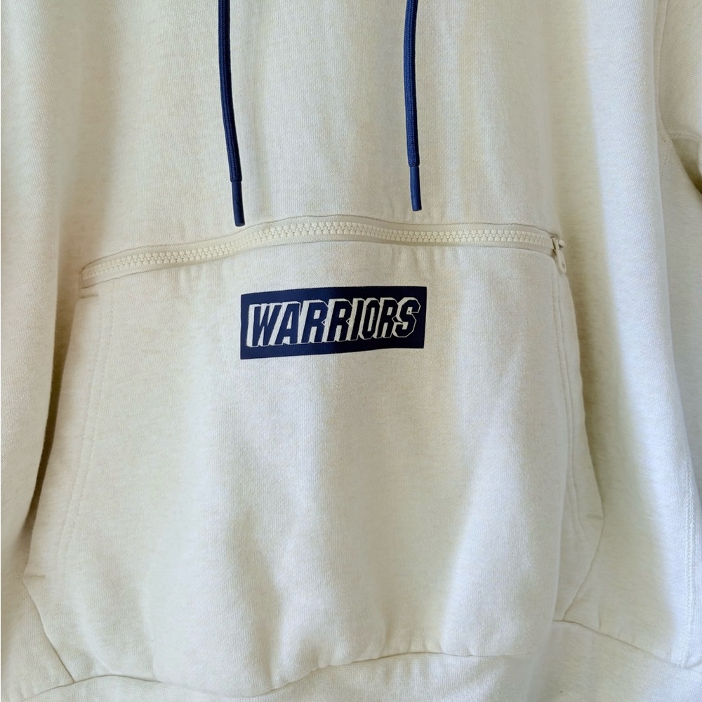 NBA Warriors White Hoodie with Blue Accents - Picture 2 of 6